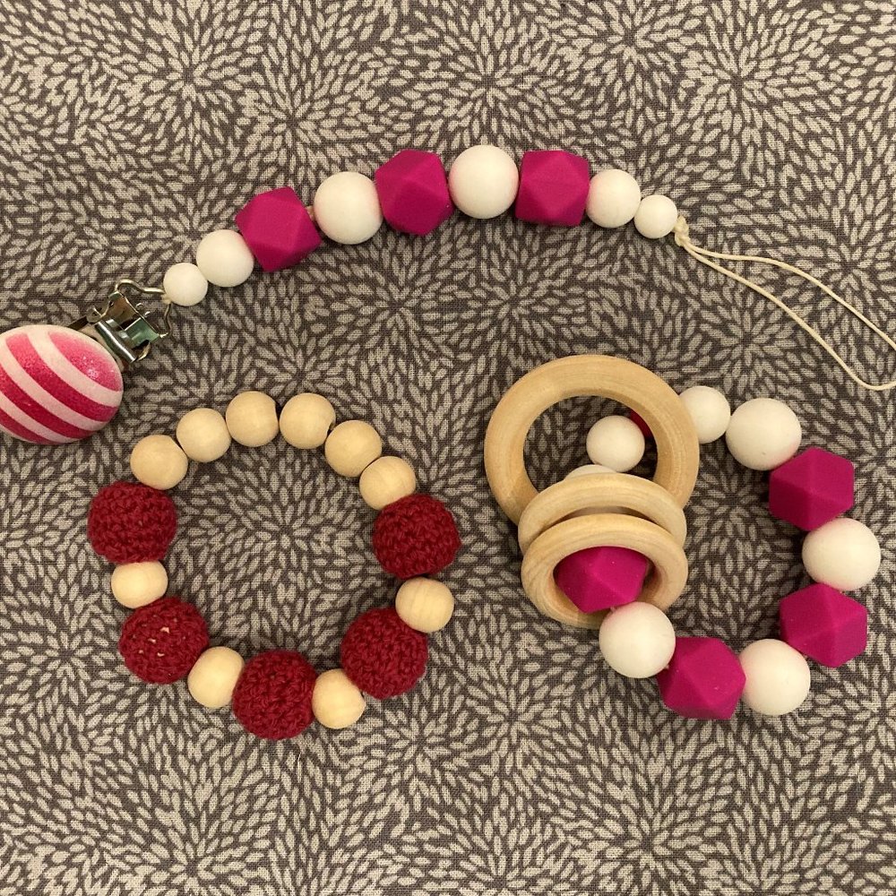 Silicone/Wood Pacifier Clip Dummy Teething Rings